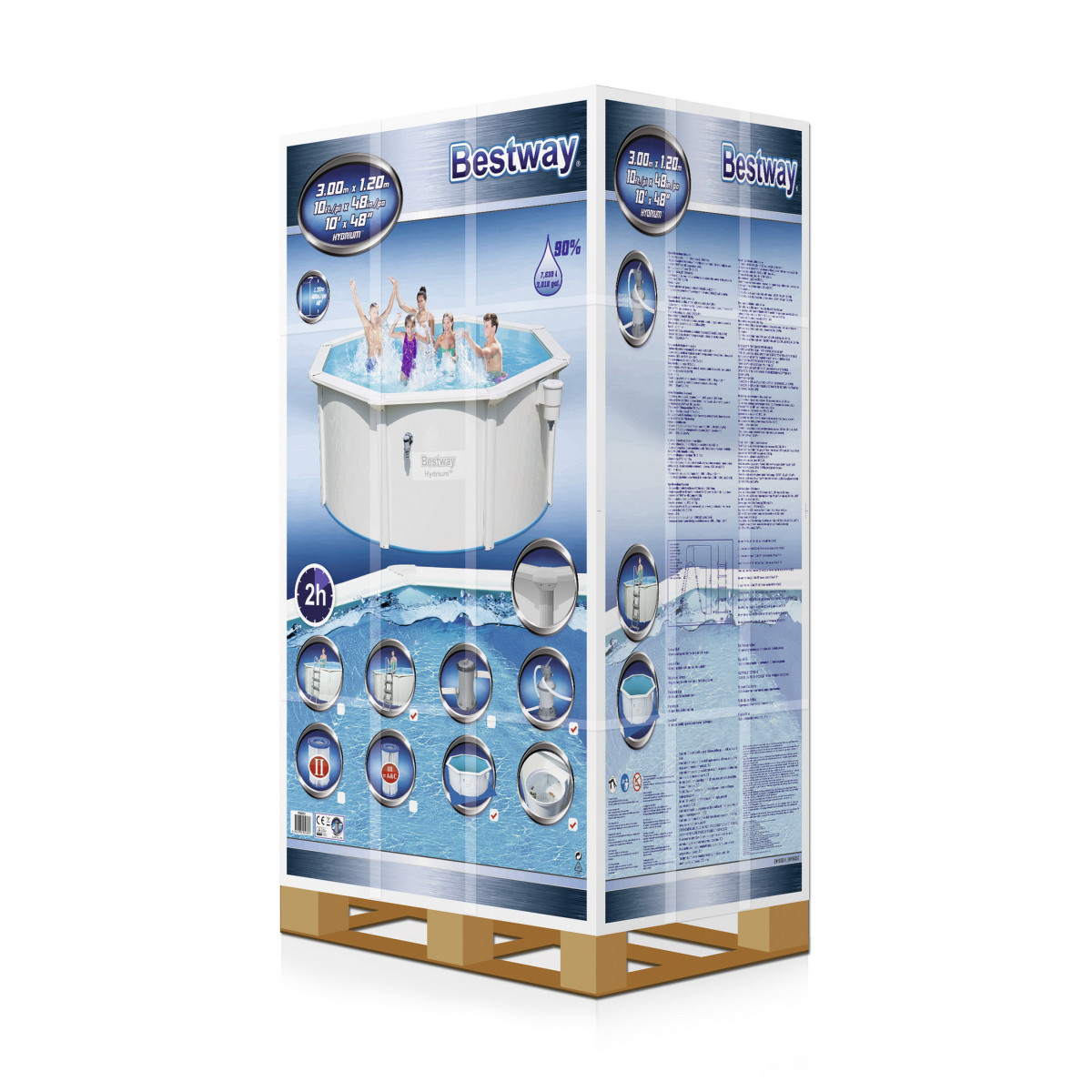 Стальной бассейн Bestway 56563 BW, Hydrium Pool Set 300х120см, 7630л, фильтр-насос, лестница фото 5